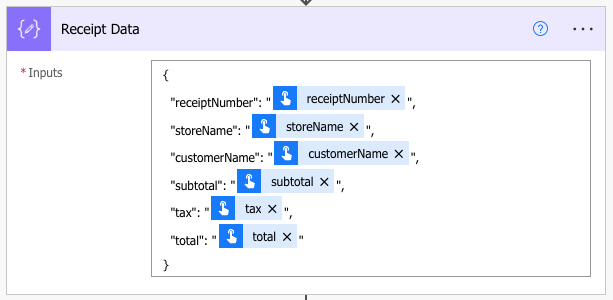 Receipt Data Compose Action